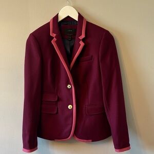 J. Crew school boy Burgundy Blazer with Pink Trim
